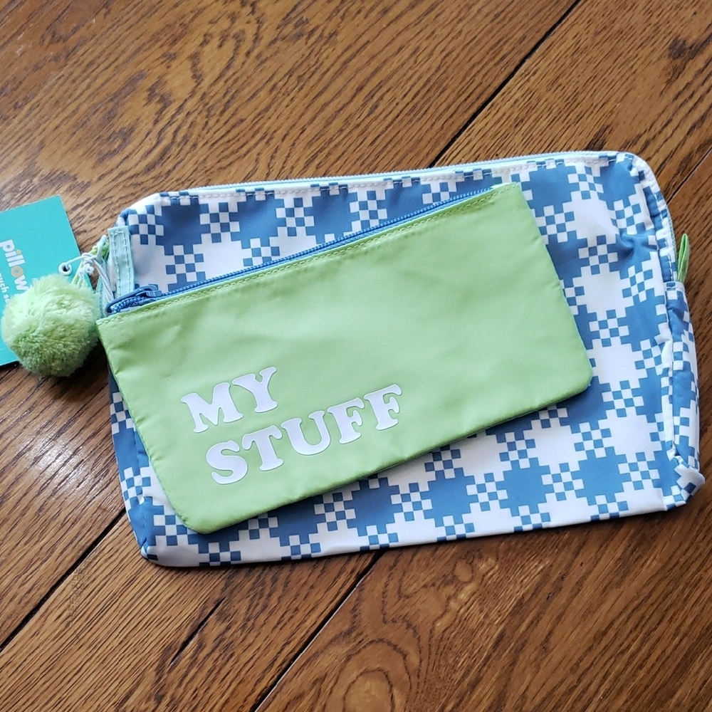 Pillowfort Kids Blue and Green Pouch Set - New